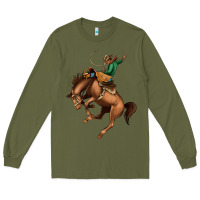 Army Green Bucking Bronco Rodeo Long Sleeve Tee - Bettercallsaul