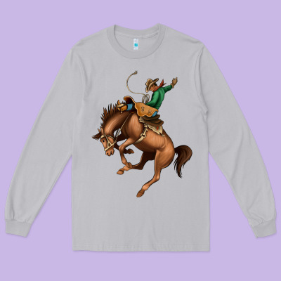 Bucking Bronco Rodeo Long Sleeve Tee Designed By Bettercallsaul