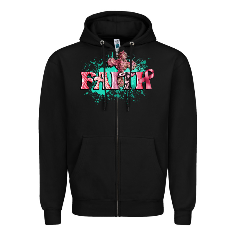 Faith Breast Cancer Zipper Hoodie by CowGirlArtShop | Teevron