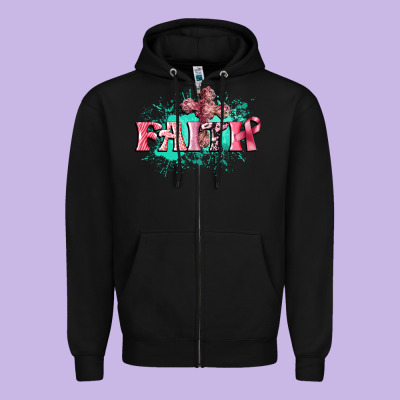 Faith Breast Cancer Zipper Hoodie Designed By Cowgirlartshop