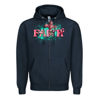 Navy faith breast cancer Zipper Hoodie - CowGirlArtShop