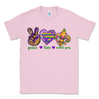 Bubblegum Pink Peace Love Mardi Gras Classic Tee - BundleAndBundleShop