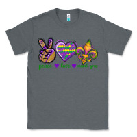 Charcoal Heather Peace Love Mardi Gras Classic Tee - BundleAndBundleShop