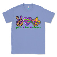 Colony Blue Peace Love Mardi Gras Classic Tee - BundleAndBundleShop