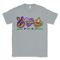 Heather Grey Peace Love Mardi Gras Classic Tee - BundleAndBundleShop