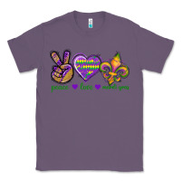 Lavender Peace Love Mardi Gras Classic Tee - BundleAndBundleShop