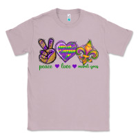 Lilac Peace Love Mardi Gras Classic Tee - BundleAndBundleShop