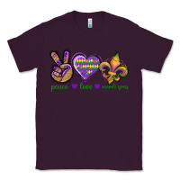 Plum Peace Love Mardi Gras Classic Tee - BundleAndBundleShop
