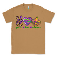Toasted Coconut Peace Love Mardi Gras Classic Tee - BundleAndBundleShop