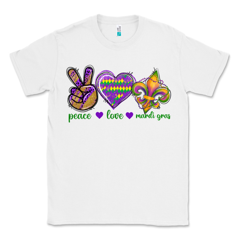 Peace Love Mardi Gras Classic Tee by BundleAndBundleShop | Teevron