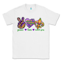 White Peace Love Mardi Gras Classic Tee - BundleAndBundleShop