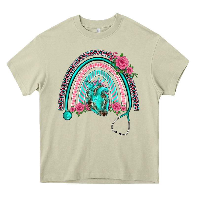 Nurse Life Spring Stethoscope Heart Rainbow Heavy Core Tee by BarkalooDesign | Teevron