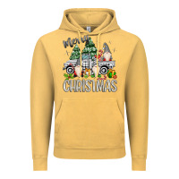 Vintage Mustard merry christmas gnomes truck Vintage Hoodie - MaliasSmallBusiness