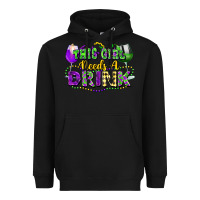 Black This girl needs a drink Heavyweight Hoodie - FaDigitalArtStudio