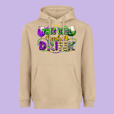 This Girl Needs A Drink Heavyweight Hoodie Designed By Fadigitalartstudio