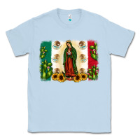 Dusty Blue mexican flag our lady of guadalupe Classic Tee - JahusDesignShop