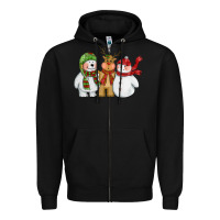 Black christmas polar bear reindeer and snowman Zipper Hoodie - CowGirlArtShop