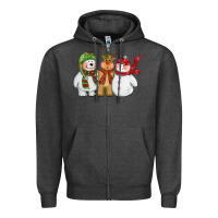 Charcoal Heather christmas polar bear reindeer and snowman Zipper Hoodie - CowGirlArtShop