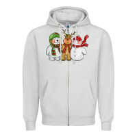Dove Grey christmas polar bear reindeer and snowman Zipper Hoodie - CowGirlArtShop