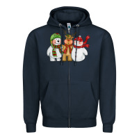 Navy christmas polar bear reindeer and snowman Zipper Hoodie - CowGirlArtShop
