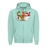 Seafoam christmas polar bear reindeer and snowman Zipper Hoodie - CowGirlArtShop