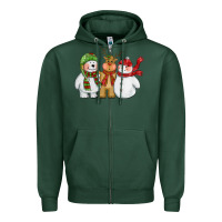 Sports Green christmas polar bear reindeer and snowman Zipper Hoodie - CowGirlArtShop