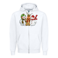 White christmas polar bear reindeer and snowman Zipper Hoodie - CowGirlArtShop