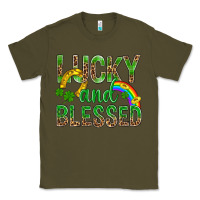 Army Green Lucky And Blessed St Patricks Classic Tee - BundleAndBundleShop
