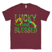Burgundy Lucky And Blessed St Patricks Classic Tee - BundleAndBundleShop