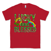 Red Lucky And Blessed St Patricks Classic Tee - BundleAndBundleShop