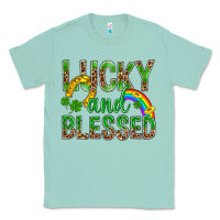 Seafoam Lucky And Blessed St Patricks Classic Tee - BundleAndBundleShop