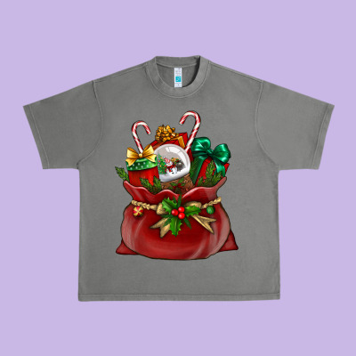 Christmas Santa Claus Bag Urban Heavy Tee Designed By Bundleandbundleshop