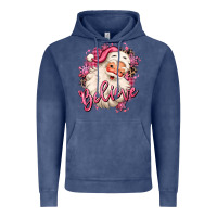 Vintage Denim believe pink christmas santa claus Vintage Hoodie - MaliasSmallBusiness
