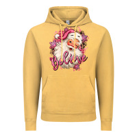Vintage Mustard believe pink christmas santa claus Vintage Hoodie - MaliasSmallBusiness