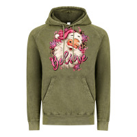 Vintage Olive believe pink christmas santa claus Vintage Hoodie - MaliasSmallBusiness