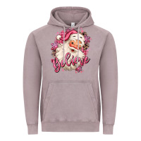 Vintage Zinc believe pink christmas santa claus Vintage Hoodie - MaliasSmallBusiness