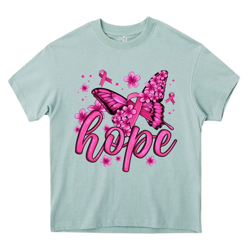 Hope Breast Cancer Butterfly Heavy Core Tee by Jasminsmagicworld | Teevron