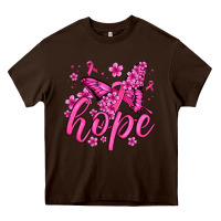 Chocolate Brown hope breast cancer butterfly Heavy Core Tee - Jasminsmagicworld