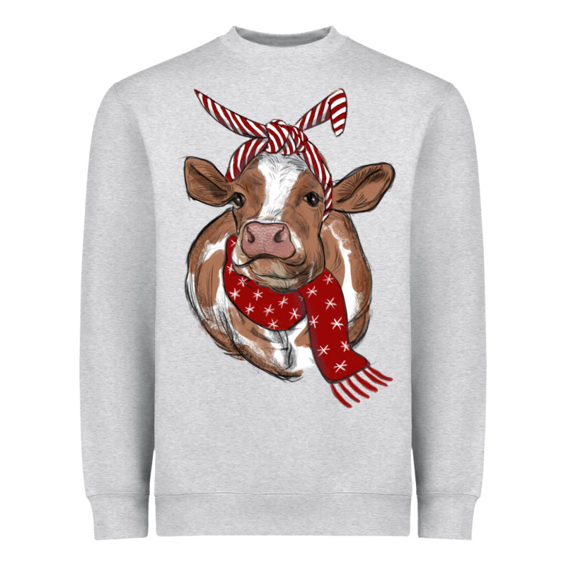 Christmas Scarf Heifer Heavyweight Sweatshirt by RanaPortraitStore | Teevron