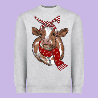 Christmas Scarf Heifer Heavyweight Sweatshirt Designed By Ranaportraitstore