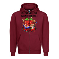 Burgundy its fine were fine everything is fine Zipper Hoodie - CowGirlArtShop