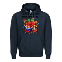 Navy its fine were fine everything is fine Zipper Hoodie - CowGirlArtShop