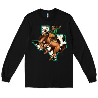Black Cowhide Texas Map Rodeo Cowboy Long Sleeve Tee - Bettercallsaul