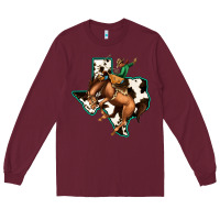 Burgundy Cowhide Texas Map Rodeo Cowboy Long Sleeve Tee - Bettercallsaul