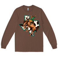 Chestnut Cowhide Texas Map Rodeo Cowboy Long Sleeve Tee - Bettercallsaul