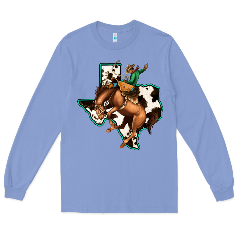 Cowhide Texas Map Rodeo Cowboy Long Sleeve Tee by Bettercallsaul | Teevron