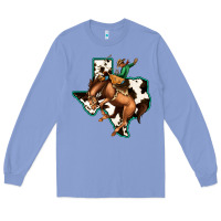 Colony Blue Cowhide Texas Map Rodeo Cowboy Long Sleeve Tee - Bettercallsaul