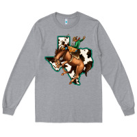 Heather Grey Cowhide Texas Map Rodeo Cowboy Long Sleeve Tee - Bettercallsaul
