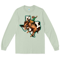 Matcha Cowhide Texas Map Rodeo Cowboy Long Sleeve Tee - Bettercallsaul