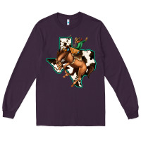Plum Cowhide Texas Map Rodeo Cowboy Long Sleeve Tee - Bettercallsaul